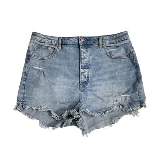 We The Free Free People Denim Shorts Size 35 Distressed Raw Hem Blue